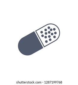 Pill Icon in trendy flat style. Pill Icon page symbol for your web site design, medical presentations and reports. Vector illustration isolated on white background.