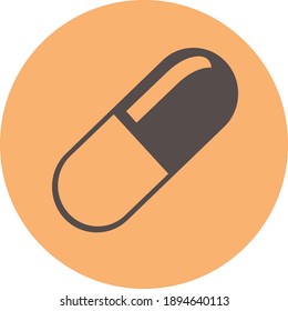 Icono de píldora en un estilo plano de moda aislado en un fondo de melocotón. Símbolo de página de icono de la píldora para el diseño de su sitio web Icono de Pill, app, UI. Icono de la píldora Ilustración del vector, EPS10.