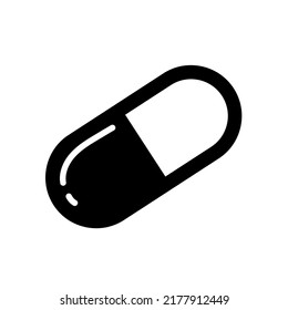 Pill icon in trendy flat style isolated on white background. Pill icon symbol for your web site design. Pill icon logo, app, UI. Pill symbol. Vector illustration. Drugs vector icon