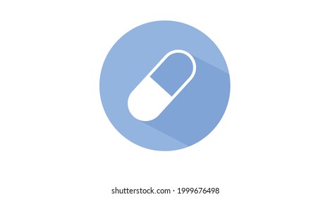 Pill Icon. Vector isolated flat blue illustration of a pill
