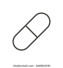 Pill icon vector. Line capsule pill symbol. Trendy flat outline ui sign design. Thin linear graphic pictogram for web site, mobile application. Logo illustration. Eps10.