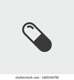 pill icon. pill vector on gray background