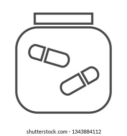 pill icon. vector outline illustration on white background.