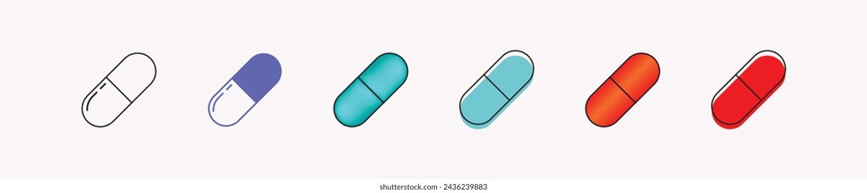 Pill icon Vector set. medicament and pharmaceutical symbol. medical design element, icon capsule,