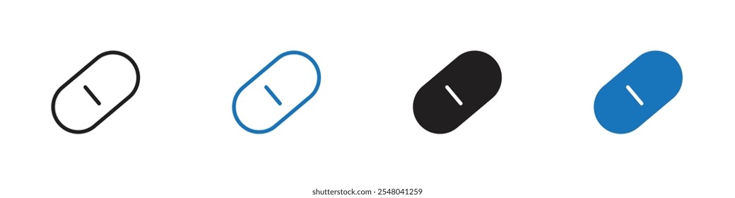 Pill icon Vector set outline