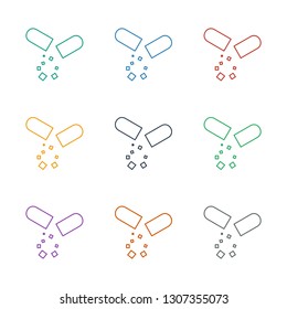 pill icon white background. Editable line pill icon from medicine. Trendy pill icon for web and mobile.
