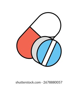 Pill icon with white background vector stock illustration