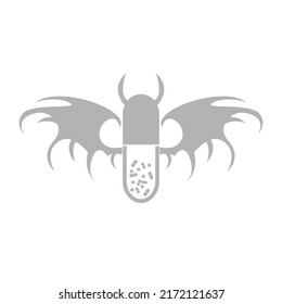 pill icon with wings, vector illustration