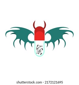 pill icon with wings, vector illustration