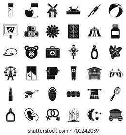 Pill icons set. Simple style of 36 pill vector icons for web isolated on white background