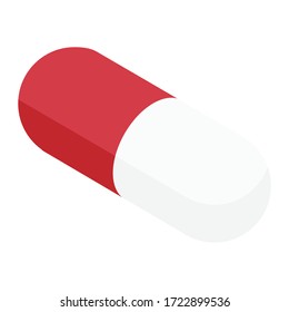 Pill isolated on white background. Isometric view. Vector