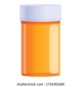 Icono de la jarra de píldoras. Caricatura del icono vectorial del frasco de píldoras para el diseño web aislado en fondo blanco