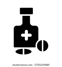 Plantilla de diseño de Vector de ilustración de icono de frasco de píldora