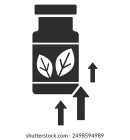 Icono del tarro de la píldora, símbolo de la medicina, Ilustración vectorial plana aislada en el fondo blanco