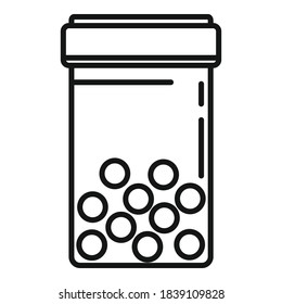 Pill jar icon. Outline pill jar vector icon for web design isolated on white background