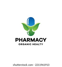 Pill Leaves Gradient Colorful Logo Template