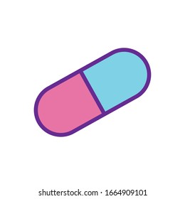 Pill line and fill style icon design of Medical care health emergency aid exam clinic and patient theme Vector illustration