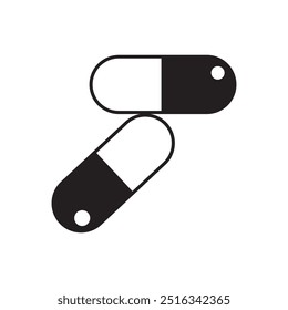 Pill line icon on white. Vector