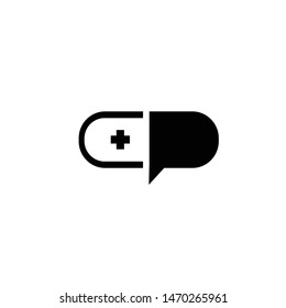 Pill logo design. Pill health icon vector