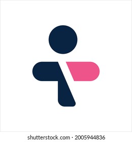 diseño del logotipo del vector farmacéutico del hombre de la píldora 