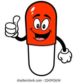 Pill Mascot with Thumbs Up