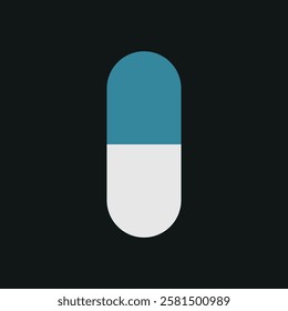 Pill medical icon is a simple vector illustration of a capsule and tablet, perfect for representing medication, pharmacy, and healthcare applications.