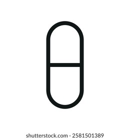 Pill medical icon is a simple vector illustration of a capsule and tablet, perfect for representing medication, pharmacy, and healthcare applications.