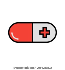 pill medicine flat icon vector