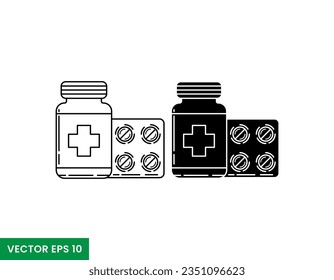 Pill medicine line and glyph icon design vector