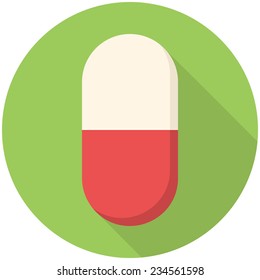 Pill, modern flat icon with long shadow