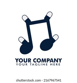 Pill and Music Logo Creative. Drug Music Icon Design.