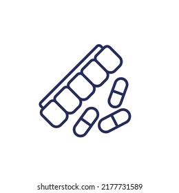 pill organizer icon, line vector