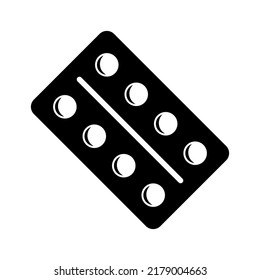 Pill pack icon, round medicines in package vector illustration.