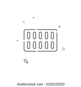 Pill Packaging Simple Vector Line Icon. Symbol, Pictogram, Sign Isolated On White Background. Editable Stroke. Adjust Line Weight.