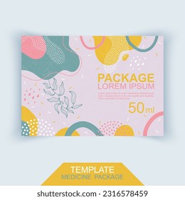 Plantilla de empaquetado de píldoras. Diseño del envase de medicamentos. Ilustración vectorial. 