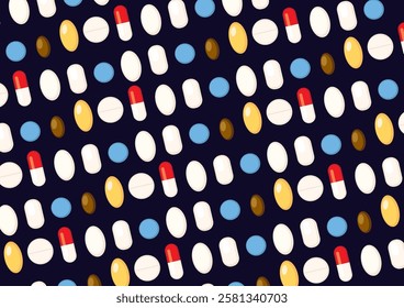 Pill pattern, drug pattern, medication pattern, simple capsule pill graphic design