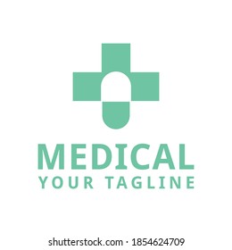Diseño del logotipo Pill plus, icono, vector, plantilla