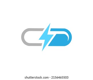 Elemento de diseño del logotipo del icono de alimentación de la píldora.
Vector de iconos de la medicina energética.
