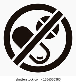 Pill prohibition icon. No medication. Prohibition of the transportation of medicines. Do not consume vitamins. Vector icon.