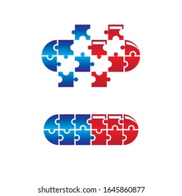 pill puzzle vector icon illustration