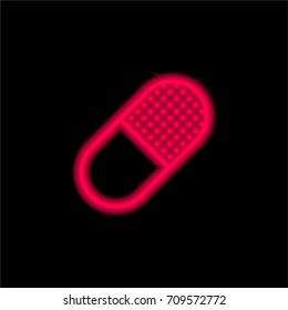 Pill red glowing neon ui ux icon. Glowing sign logo vector