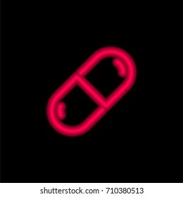 Pill red glowing neon ui ux icon. Glowing sign logo vector