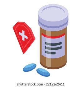 Pill regulation icon isometric vector. Product trade. Customer legal