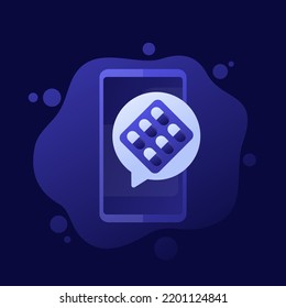 Pill Reminder App Icon With A Phone, Vector Design