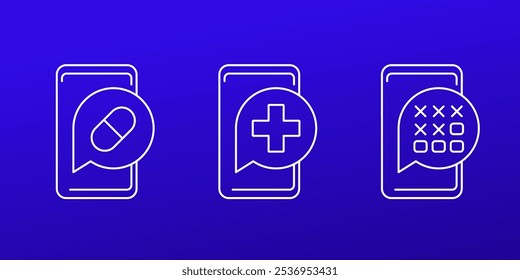 pill reminder app icons, line vector design