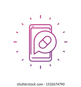 pill reminder app line icon