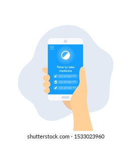 pill reminder app, vector design