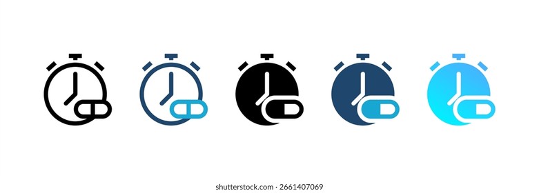 Conjunto de iconos de recordatorio de píldora colección de estilo múltiple