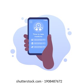 Pill Reminder Medical App, Vector