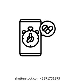 Icono de contorno del recordatorio de aplicación. Ilustración vectorial. El icono aislado se adapta a la web, infografías, interfaces y aplicaciones.